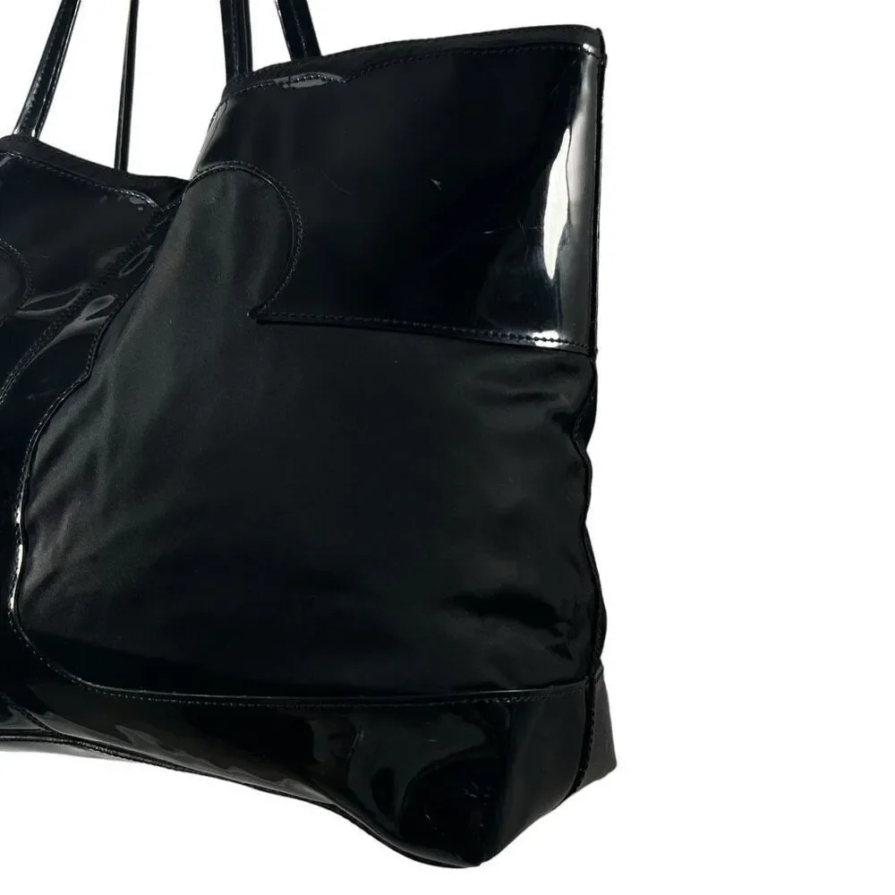 Tory Burch Black Patent Leather & Nylon Ella Tote Bag